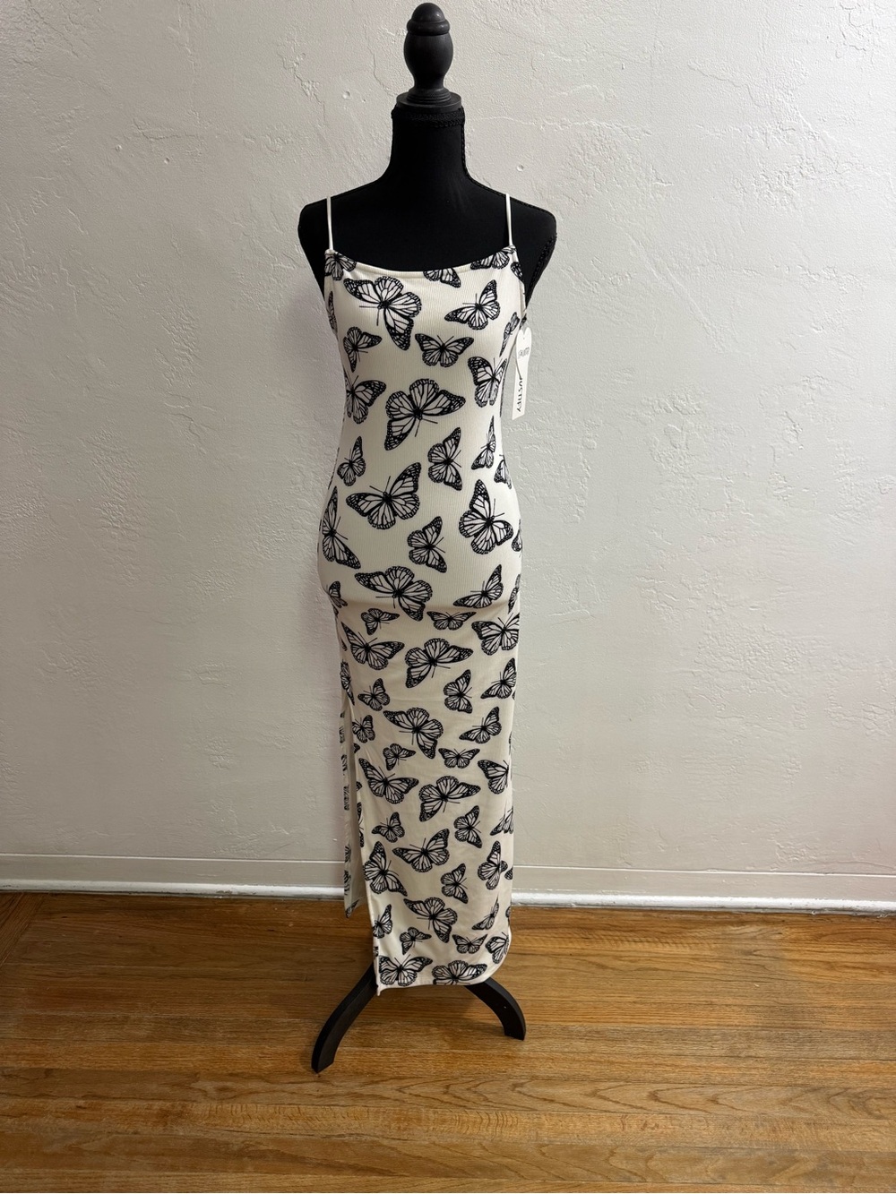 J for Justify White Maxi Dress with Black Butterfly Print